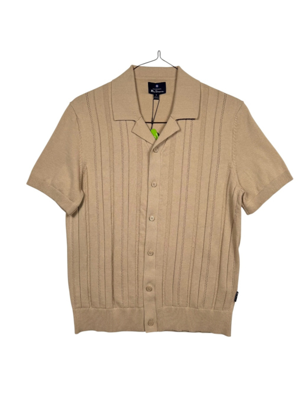 The Original Ben Sherman Cardigan Sweater Beige Knit Short Sleeve Mens Medium